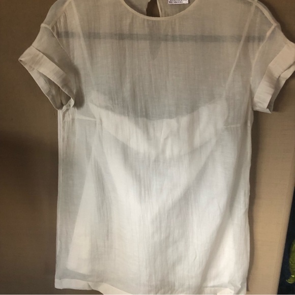 Brunello Cucinelli Tops - Brunello Cucinelli Cream Sheer Top